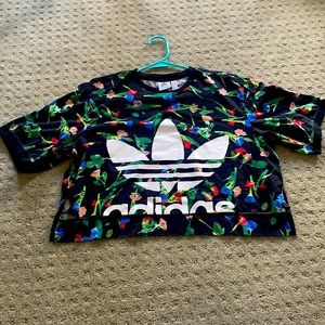 Adidas cropped floral shirt